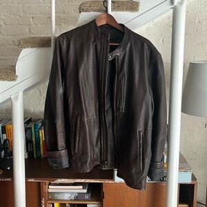 John varvatos brown leather jacket